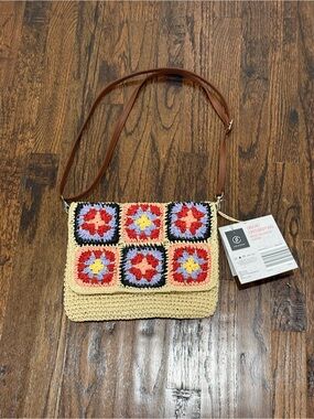 Lifestyle Multi Color Crochet Boho Crossbody patchwork Bag 9x10x1